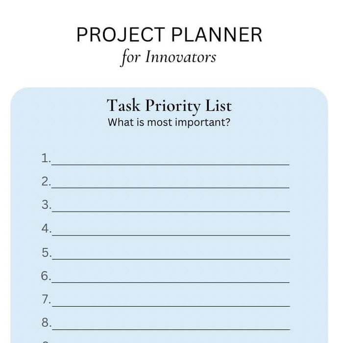 Project Planner for Innovators & Big Ideas The Autistic Innovator 