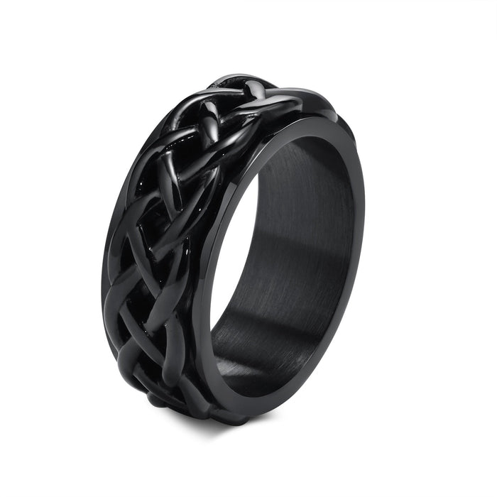 Vnox 8mm Spinner Ring for Men, Black Silver Color Stainless Steel Celtic Knot Finger Band, Viking Amulet Jewelry 0 The Autistic Innovator 7 Black 