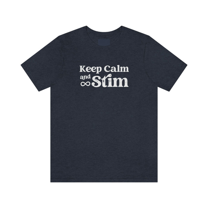 Keep Calm and Stim Unisex T-Shirt T-Shirt Printify Heather Navy S 