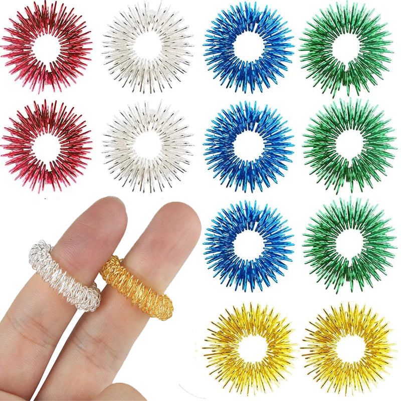12 Pieces Acupressure Rings-Spiky Sensory Finger Rings Acupuncture Rings  Fidget for Silent Stress Reducer and Massager Improves Blood Circulation -  Walmart.com